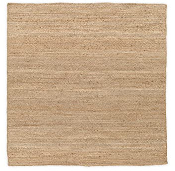 DomDeco Jute-Teppich AJALA Quadratisch, Flachgewebe, echte Handarbeit, nachhaltig, geflochten aus Reiner Naturfaser, geeignet für Wohnzimmer/Esszimmer/Diele, Beige in 160x160cm