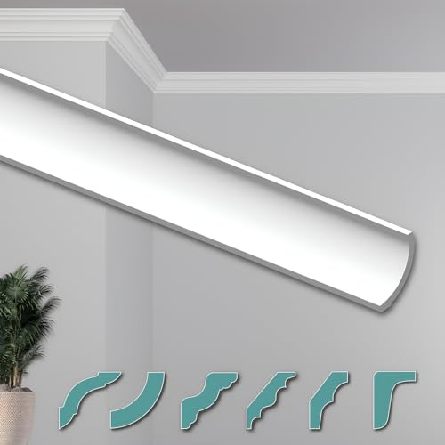 HEXIMO Deckenleisten modern XPS Styropor weiß, 2 Meter Stuckleisten Styroporleisten Zierleisten Stuck Eckleisten (2 Meter Deckenleiste ZG26)