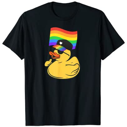 Stolze Gummiente mit schwuler LGBTQ Pride Flag & Pride Cap T-Shirt