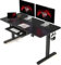 FEZIBO Height Adjustable Electric Standing Desk with Keyboard Tray, 120 x 60 cm Sit Stand up Desk with Splice Board, Black Frame/Black Top