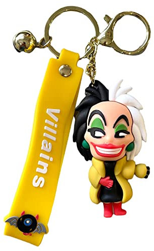 Disney Princess Villains 3D Schlüsselanhänger Schlüsselanhänger Tasche Federmäppchen Charm Anhänger Reißverschluss Zubehör, Cruella De Vil, 6 cm