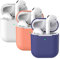 3X Custodia in Silicone Compatibile con AirPods 2, Mocarheri Case per Airpods Custodia Cover Custodia protettiva in silicone antiurto, LED Frontale Visibile (Bianco +corallo +blu notte)