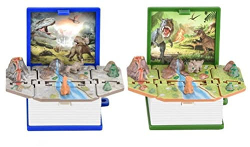 CRNSATG 2 Stück Mini 3D Dinosaurier Astronomie Buch Schlüsselanhänger Miniatur Buch Schlüsselanhänger Geldbörse Rucksack Schlüsselanhänger Sensorisches Spielzeug