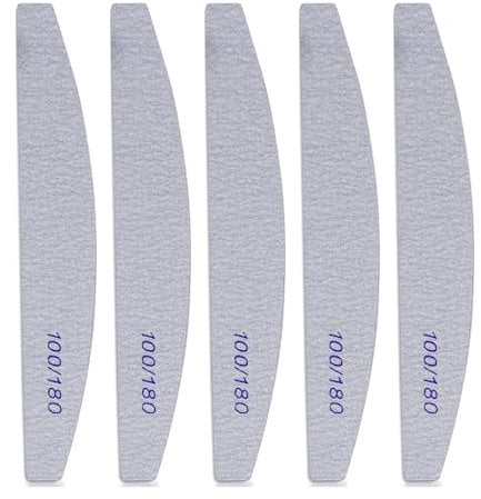 Kafeiya Lime per Unghie Professional(5 Pezzi),Lime per Unghie Grana 100/180 Lavaggio Bilaterale Lavabile per Uso Domestico e Salone-Grigio