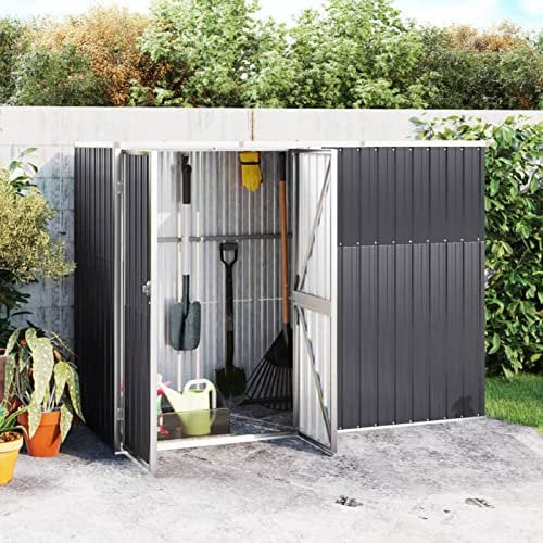 Susany Gerätehaus Geräteschuppen Gartenhaus Geräteschrank Gartenschrank Schuppen Garten Verzinkter Stahl Anthrazit 225x89x161 cm