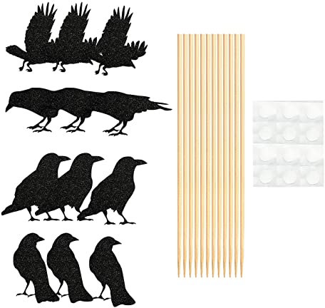 Rifuli 12PCS Halloween Crow Cake Insert Holiday Party Birthday Decoration Card Insert Toothpick Insert 12PCS Parteiflaggenbanner Lila (12PCS Black, One Size)