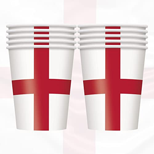 Trimming Shop Disposable St. George Paper Cup 266ml England Party Supplies Tableware, St. George Day Street Party, Events Decoration, England National Sports Day, 10pcs