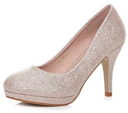 AJVANI mid high Heel Platform Work Evening Court Shoes Pumps Size 5 38