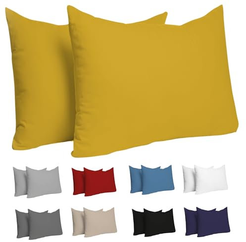 Dreamzie Kissenbezug 40x60 (Set mit 2) - 100% Jersey Baumwolle 150 g/qm Kissenbezüge -Gelb - Für Kissenbezug 40x60 Baumwolle - Kissenhülle - Resistent und Hypoallergen
