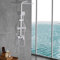Regendusche Set mit Ablage, Duscharmatur Duschsystem Edelstahl Duschpaneel, Höhenverstellbar, Silber