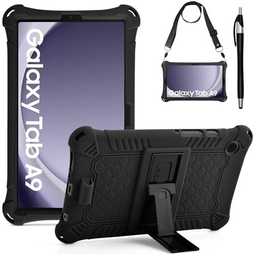 KATUMO Bambini Silicone Cover per Samsung Galaxy Tab A9 8,7 Pollici 2023 SM-X110/X115/X117 Custodia Protettiva Antiurto con Cordino e Penna Stilo Cover Case Morbida per Tablet A9 2023 8,7''