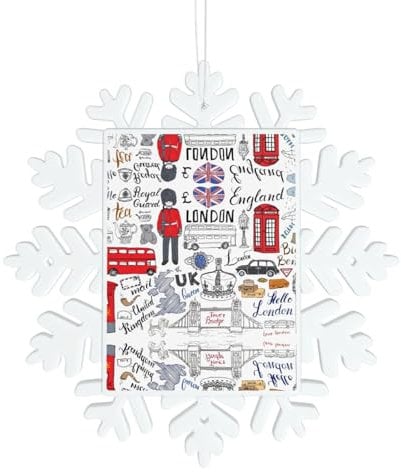 Weihnachts-Schneeflocken-Dekoration mit Aufschrift I Love London, 14 cm, hängende Weihnachtsbaumschmuck, Souvenir, Geschenk