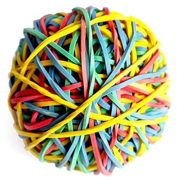 D.RECT - Gummibänder | 0.25kg Beutel ca. 190 Stück | 120mm Durchmesser Breit 1.5mm Gummiring | Perfekt für Haushalt und Büro | Wiederverwendbar | Sehr Langlebig | Farbig Sortiert