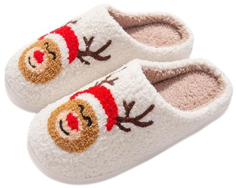 vokkrv Pantofole Invernali Donna Natalizie Chiuse Pelose Ciabatte Donna Casa Ciabattine per Animali Pantofole Calde Ciabatte Natalizie Pantofole Scarpe Da Discoteca Elk Memory Foam Slip on Slippers