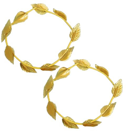 COACOM 2 Stück Griechisch-Römische Goldene Kopftücher, Blattgold-Kopfschmuck, Goldene Haaraccessoires Für Männer Und Frauen, Blattgold-Stirnbänder, Geeignet Für Partys, Cosplay, Weihnachten
