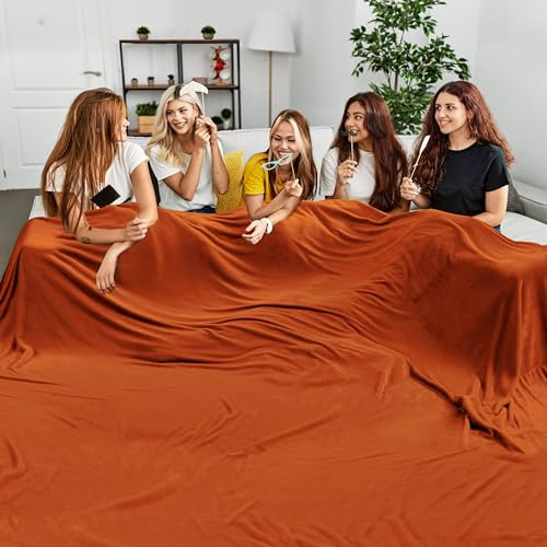 Edenleaf Große weiche Übergrößendecke, riesige Fleecedecke 120 x 120 cm, warme Decke für die ganze Familie, Bett, Sofa, Reisen, Camping, 120 x 120 cm, orange