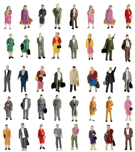 Rapidbok 50 Stück Modell Figuren,Verschiedene Posen Miniaturleute,Menschen Figuren Modell Züge Architektur,für Architektonisches Modelleisenbahn 1:87 (Stehen)