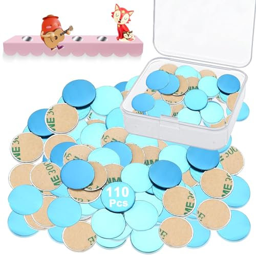 110 Stück Metallplättchen Selbstklebend für Toniefiguren, 15x0.3mm Runden Metall Platte, Edelstahl Metallplättchen Selbstklebend mit Klebesockel, Dekoriere das Kinderzimmer mit Tonie Figuren