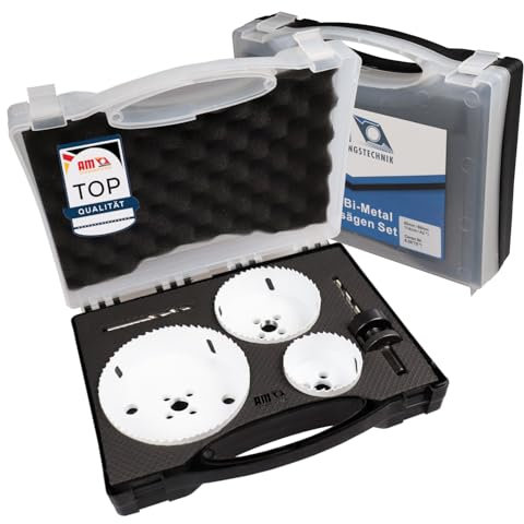 AM-Zerspanungstechnik Bi-Metall Lochsägen Set | Professionelles Lochsäge Set in Größen Ø60-114mm | Lochsäge für Holz, Rigips, Kunststoff, Edelstahl- & Spanplatten
