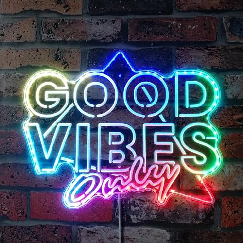 ADVPRO Good Vibes Only RGB Dynamic Glam LED-Schild, Schnittform, intelligente 3D-Dekoration, mehrfarbige Beschilderung, st06s43-fnd-i0234-c