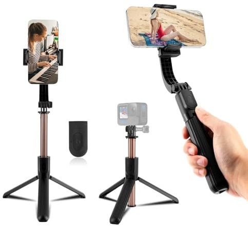 UrbanHomes Gimbal, Gimbal Smartphone, Handy Gimbal, Gimbal Kamera, Tragbares Gimbal Mit Kabelloser Fernbedienung, Handy-Stabilisator, Schwarz