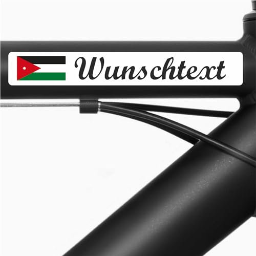 INDIGOS UG - Fahrradaufkleber Rahmen Jordanien - glatt - Fahne Aufkleber selbst gestalten - 13 Flaggen mit Wunschtext personalisiert - Namensaufkleber - Sport, Rennen - Fahrradrennen