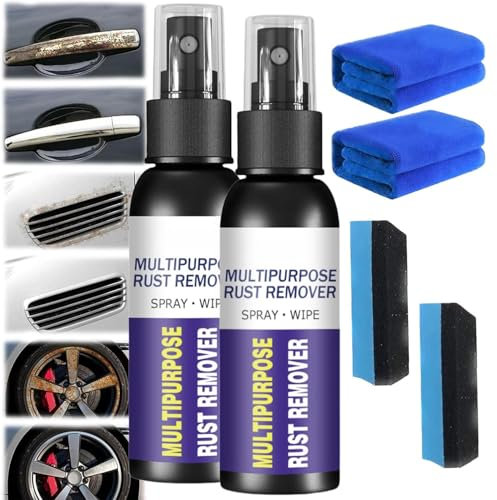 Multipurpose Rust Remover Spray, 2Pc Rust Remover Spray for Metal, Iron Out Rust Stain Remover, Car Rust Removal Spray Metal Paint Cleaner Spray Remover, Multi-Powerful Automotive Rust Remover 30ml