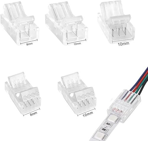 20Pcs LED Strip Stecker,4 Polig 8mm LED Lückenlose Stecker LED Strip Anschlusskabel LED Verbinder, 12v-24V kabel, für SMD 3528 2835 5050 5630