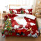 PQCXXA Weihnachten Bettwäsche Set für Jugendliche Kinder Santa Claus und Elch Muster Bettbezug Set mit Reißverschluss und 2 Kissenbezug 50x75cm (Rot, 135x200cm)