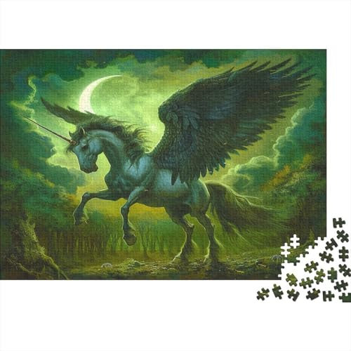 lihuogongsio Einhorn Puzzle 1000 Teile Puzzle Für Erwachsene Pegasus Geschicklichkeitsspiel Für Die Ganze Familie Premium Quality Schöne Geschenkidee Kräftigen Farben 1000pcs (75x50cm)
