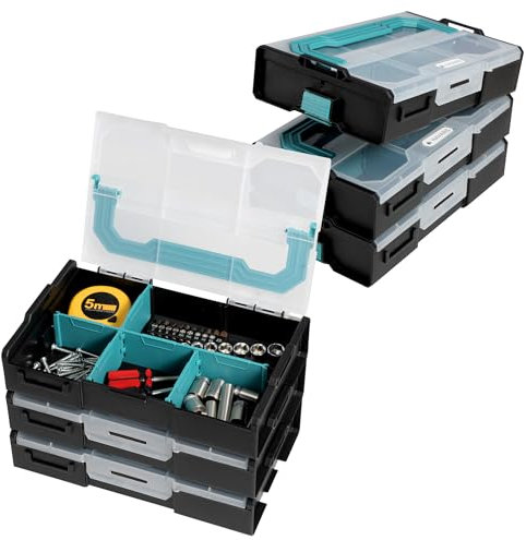Navaris Sortierbox für Kleinteile - 3x Organizer mit 6 Fächern - Sortimentskasten mit Trennwänden - Werkzeug Aufbewahrung - Schrauben Sortierbox Sortierkasten Sortierboxen