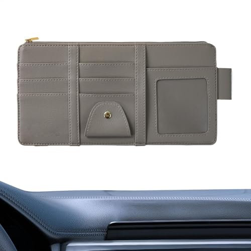 Car Visor Storage Bag, Auto Sun Visor Organizer Pocket, Space Saving Suspension Design Leather Interior Accessories for SUV, RV, Small Car, and Truck, 29x15cm