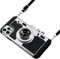 Camera Design phone case for iPhone 15 pro Vintage 3D Cute Silicone Cover with Removable Neck Strap, Camera Protection & Lanyard for Women Girls (Black)