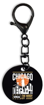 Lauthings Porte-clés Chicago Illinois États-Unis USA Porte-clés clip, Noir , taille unique