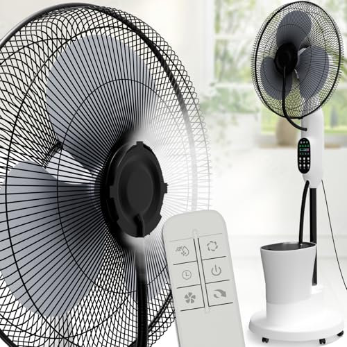 aktimeo Ventilateur avec refroidissement par eau, ventilateur sur pied très silencieux avec télécommande, refroidisseur d'air avec fonction minuterie, trois vitesses, fonction pivotante et inclinable