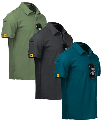 ZITY 3 Pack Polo Hombre Manga Corta Secado Rápido Transpirable Camiseta Hombre Polo Verano Casual Sport Camisa Regular Fit Golf Polo Shirts