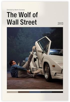 QZFNCOYU Leinwandposter The Wolf of Wall Street, Wandkunst, Dekor, Bild, Gemälde für Wohnzimmer, Schlafzimmer, Dekoration, 40 x 60 cm
