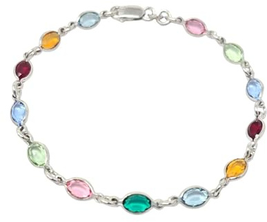 Harfi Colourful Multi Gemstone Sterling Silver Bracelet