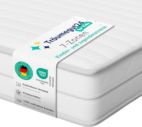 Träumegut24 - Matratze für Kinder & Jugendliche - 120x200 cm | H3 | Schaumstoffmatratze | Hautfreundlicher & waschbarer Bezug | Oeko-TEX Zertifiziert | (120 x 200 cm, H2&H3, 15 cm)