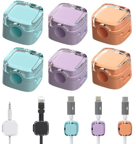 6 Stück Kabelhalter Selbstklebend, Magnetische Kabel Clips, Ladekabel Organizer, Magnetischer Schreibtisch Kabelorganisator, Wandhalter für Kabel, für Ladekabeln, Schreibtisch, Nachttisch (Bunt)