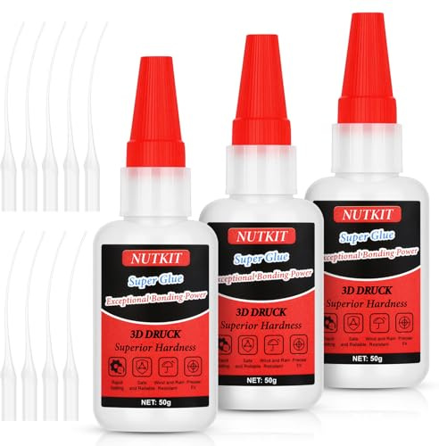 NUTKIT 3D Printer Glue, 50g 3D Printer Adhesive Glue, Thick Adhesive for PLA, ABS, PETG, TPU & more, Premium 3d Printing Accessories for RC, Robotics & Workshop (3PCS)