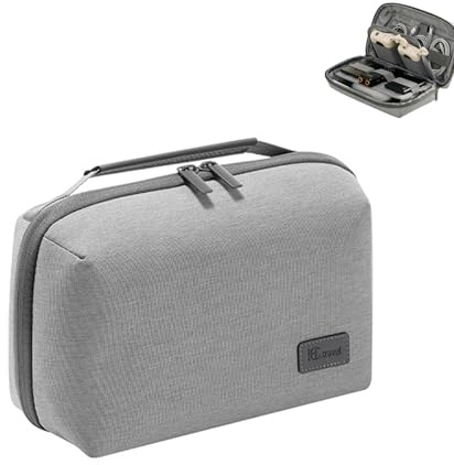 FSCOVER Electronics Accessories Cable Organiser Bag,Water-Resistant Tech Pouch,Double Layer Travel Essentials Gadget Case for Cables,Charger,Power Bank,Phone - Portable Storage Bag for Men Women,Grey