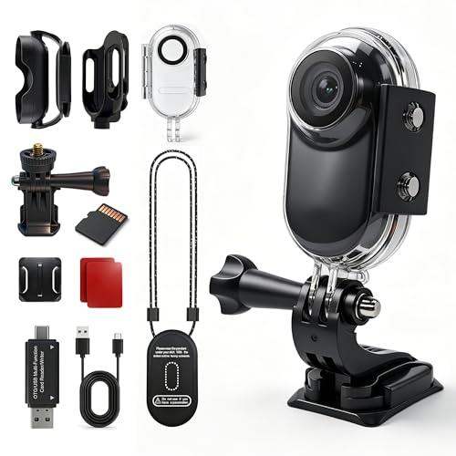 Frelisty Mini Cámara Deportiva con Carcasa Impermeable, Action CAM, Grafito | 26g Ligero,Colgante Magnético,Sumergible 10m,POV Camera,Pantalla 1 Cámara Corporal para Casco Moto,Surf,Snorkel,Vlogging
