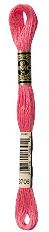 DMC 117-3706 Mouline Stranded Cotton Six Strand Embroidery Floss Thread, Medium Melon, 8.7-Yard