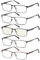 EYECEDAR Amcedar 5 stuks Lesebrille Herren Rechteck Rahmen Metall Grau Edelstahl Material Federscharniere Enthalten Computer Lesebrille 3.00