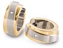 Boccia Damen-Creolen Titan teilvergoldet Diamant (0.01 ct) transparent Brillantschliff - 0560-07