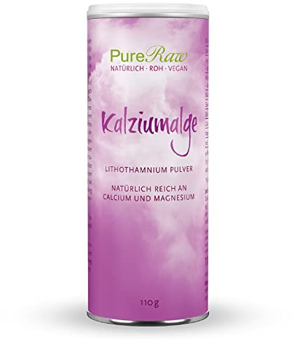 Kalziumalge Natürliches Calcium-Pulver - Calciumcarbonat Pulver Lithothamnium Calcareum Rotalgen - Bioverfügbare Mineralien Kalzium Magnesium | PureRaw 110g