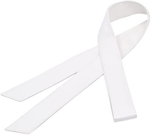TeeYee Frauen Damen Obi PU Leder Gürtel einfarbig Bereit Tailleband 172cm weiß