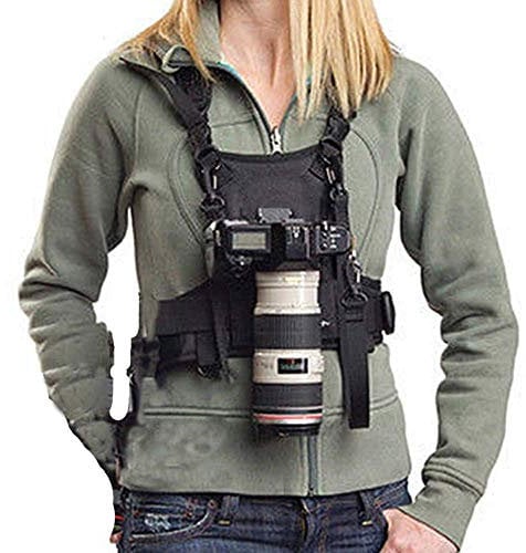 Nicama Imbracatura Pettorale per Fotocamera, Cinghia Doppia Tracolla con Sgancio Rapido per Fotocamera Canon Nikon Sony Sigma Olympus DSLR