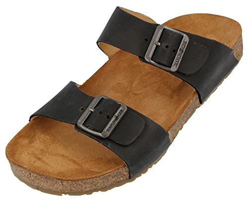 HAFLINGER Bio Andrea Leder Pantolette Sandale Schwarz (818), Gr 43